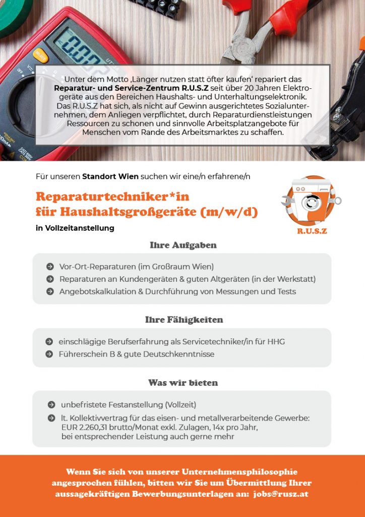 Rusz_Stellenausschreibung_Techniker Wien Rusz_Stellenausschreibung_Techniker Wien
